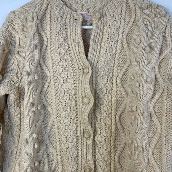 100% new wool hand knitted in Ireland button down cardigan sweater size m/l - Picture 5 of 13